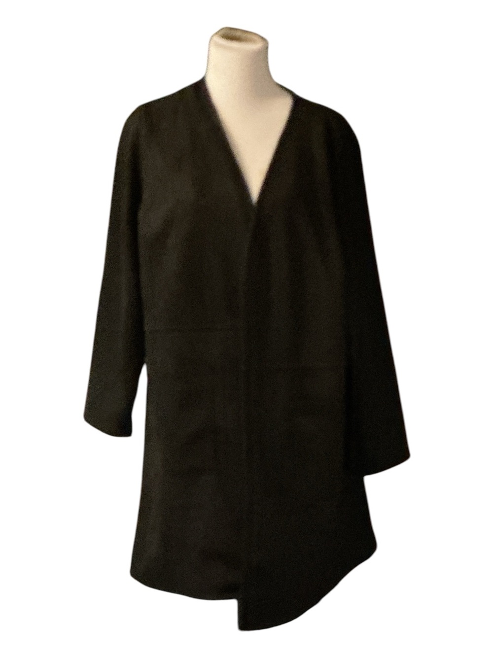 Black Womens Minimal Open-Front Coat